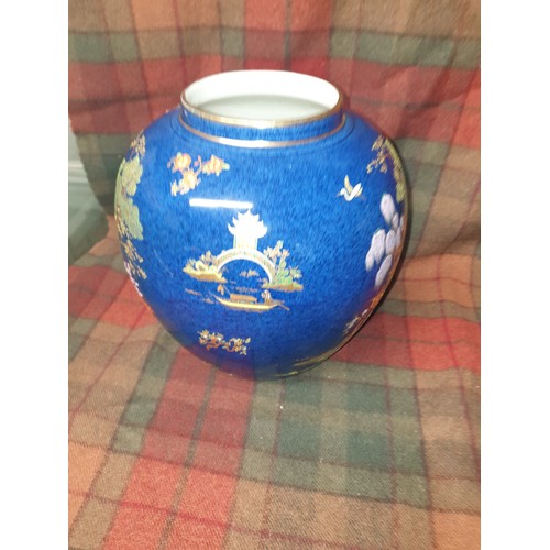 128 - A Huge Early Carlton Ware Vase Pagoda Pattern Blue Royale Stands (22cm height 22cmDiameter)