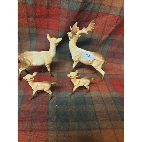 183 - A Beswick Deer Family Stag, Doe & 2 Fawns