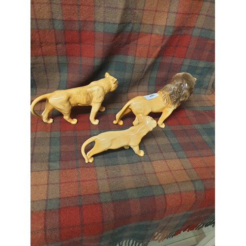 184 - A Beswick Lion Family All Facing Left Lion, Lioness And Cub