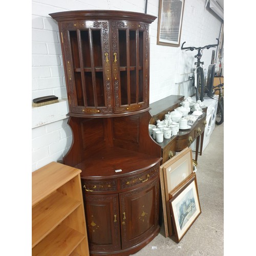 225A - A Large Brass Inlaid Top Quality Corner Cabinet