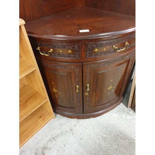 225A - A Large Brass Inlaid Top Quality Corner Cabinet