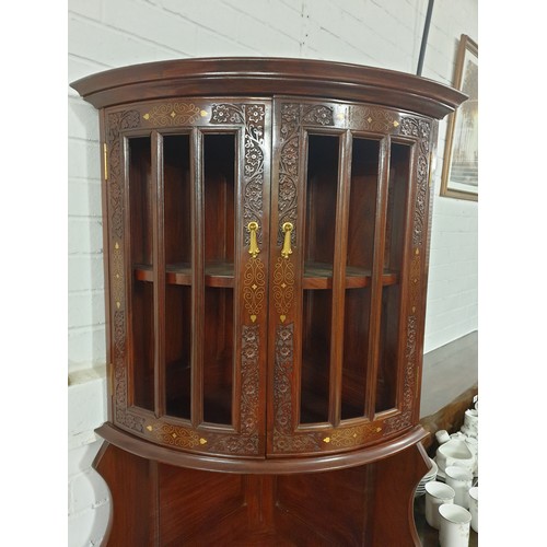 225A - A Large Brass Inlaid Top Quality Corner Cabinet