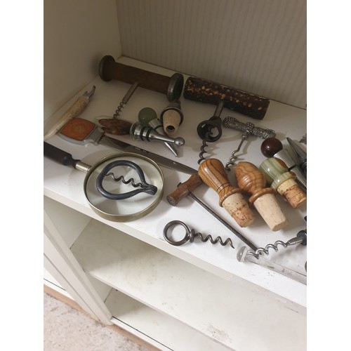 190 - Shelf Of Collectables To Include Corkscrews, Magnify Glasses, Opera Glasses etc