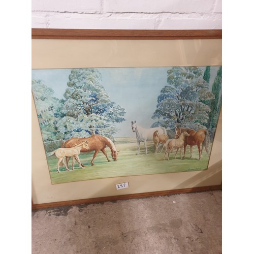 287 - Limited Edition Print P Tarmigan signed R David Digby And Water Colour Mares And Foals By Frame Flin... 