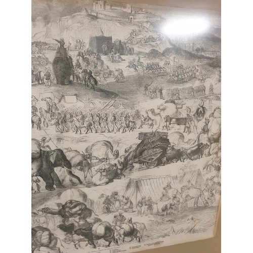 295 - Antique print of 'The Rear of an Army on the March in India'