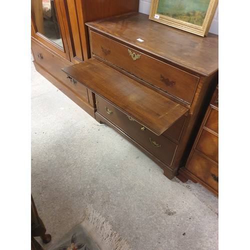 243 - An early 19th century 3 Drawer Campaign Style Chest with pull out writing slope (Needs TLC)