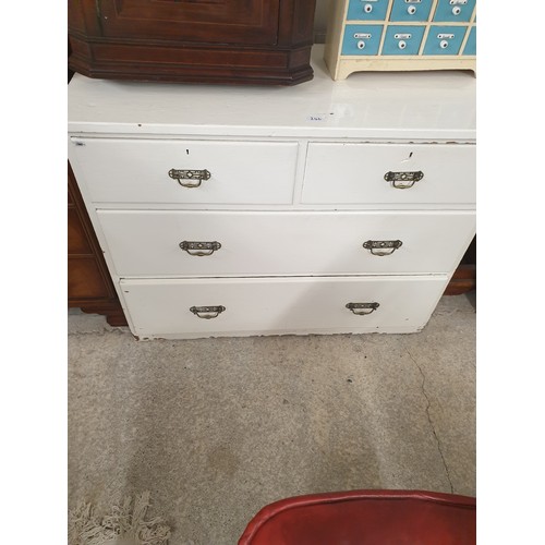 246 - A Solid Pitch Pine Chest Of Victorian Drawers Painted White