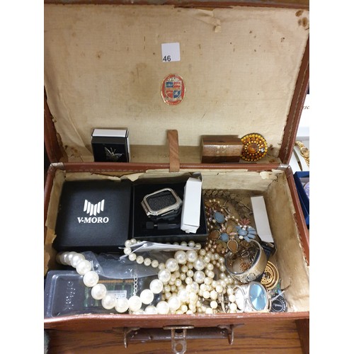 46 - A Case And Box Of Jewellery Watches Etc