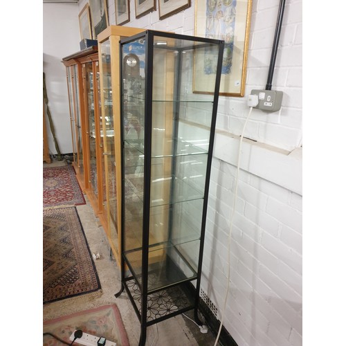 255 - A Glass & metal display cabinet with fitted five shelves