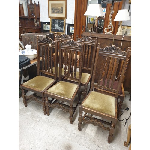 256 - Set of five Oak Victorian High Back Chairs And 1 Other