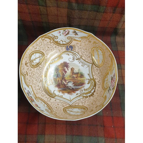 69 - Large Victorian Hand Painted Bowl a/f