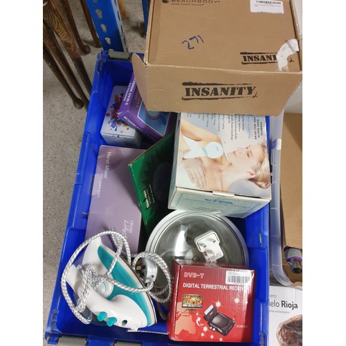 271 - 3 Boxes And Crates Of Kitchenalia To Include New Boxed Items