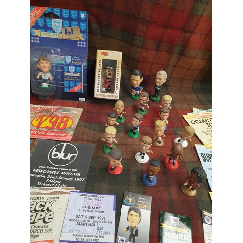 61 - Selection Of Big Head Football Figures And Collection Of Pop Concert Tickets etc