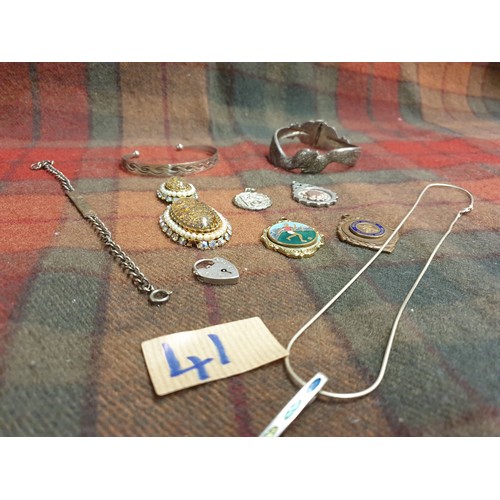 41 - Selection Of Collectables Jewellery, Silver Fob Silver Necklace and Pendant Silver Bracelet etc