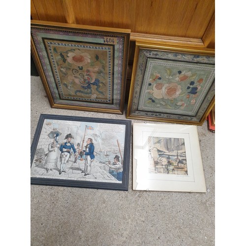 404 - 2 Oriental Tapestries And Comical Lord Nelson Print ect