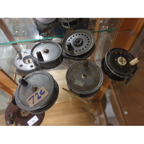 72C - 5 Assorted Vintage Trout Fly Reels Including Beaudex Cummins ect