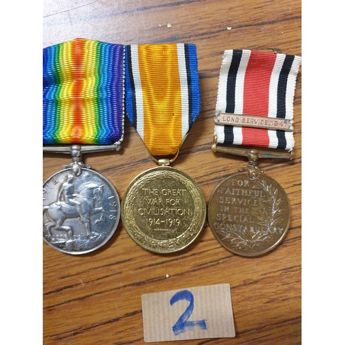 2 - A collection of 2 WW1 Medals 301079 Gunner W Lothian Royal Artillery And George V Faithful Service S... 