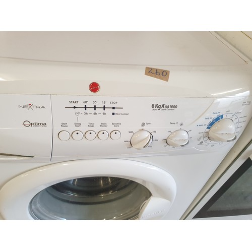 260 - A Hoover Nextra AAA 6kg 1600 Auto Load Control Washing Machine