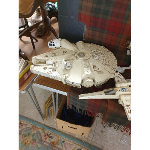 78 - A Selection Of Vintage Star Wars Toys Millennium Falcon, At Walker & X wing Fighter etc