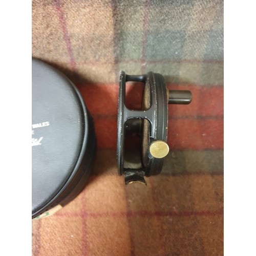 50 - A Rare Hardy Brothers Perfect 3 And 1/8 Inch Fly Reel  In Black War Time Finish With Hardy Brothers ... 