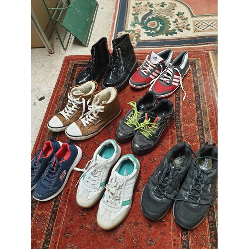 151 - A Box Of Assorted Trainers Boots Football Tops Ect