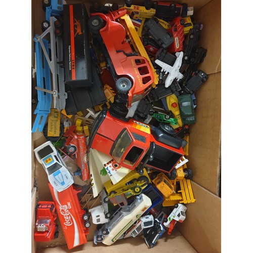 77 - A Box Of Assorted Model Vehicles To Include Early Minic Fire Engine & other vehicles