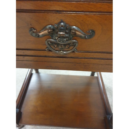 248 - A Lovely Little Mahogany Victorian Stained Side Table With Drawer Front Art Nouveau Handle And Under... 