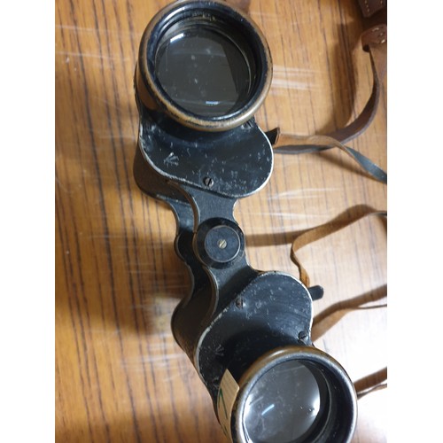 167 - A World war one Military Binoculars Negretti & Zambra London With Original Leather Case