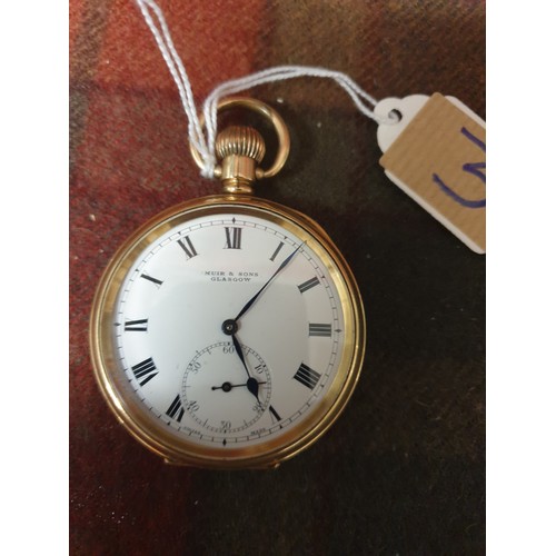 3 - A Beautiful Condition Gold Plated Muir And Sons Glasgow Pocket Watch Winds Ticks Nicely Recently Ser... 