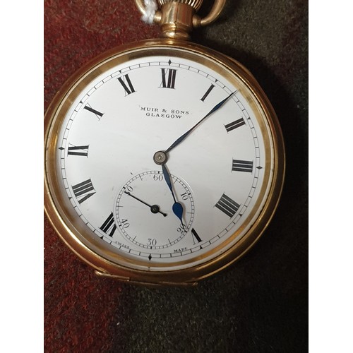 3 - A Beautiful Condition Gold Plated Muir And Sons Glasgow Pocket Watch Winds Ticks Nicely Recently Ser... 