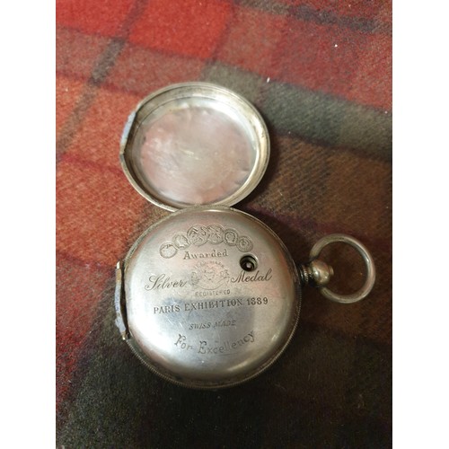 10 - Silver Pocket Watch No Hands Needs Attention Giant Pocket Watch And Mentor Wrist Watch All Needing A... 