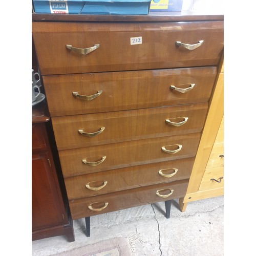 212 - A 1970s Retro 6 Drawer Chest With Gilded Handles