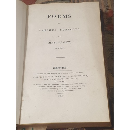 24 - 1st Edition Poems on Various Subjects By Mrs Grant Dated 1803 To The Dutchess Of Gordon