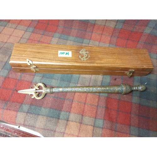 100M - Unusual Harp Instrument In Nautical Wooden Box