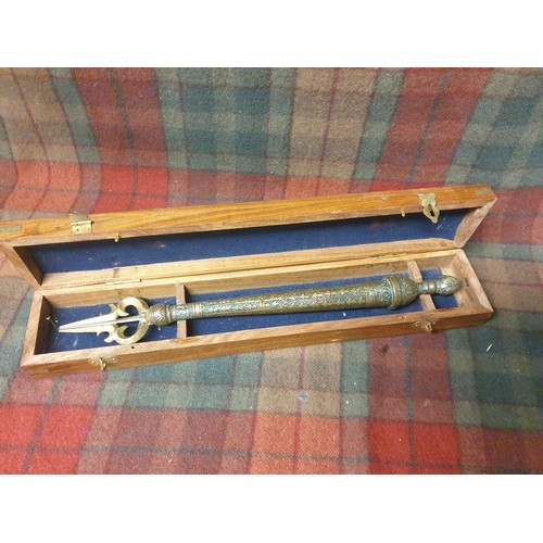 100M - Unusual Harp Instrument In Nautical Wooden Box