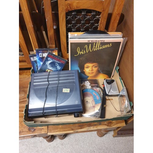 392 - Box Of Records CDs Record Player And CD Player etc