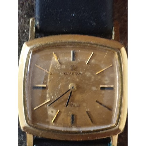 6 - A Ladies Vintage Omega Deville Wrist Watch With Leather Strap