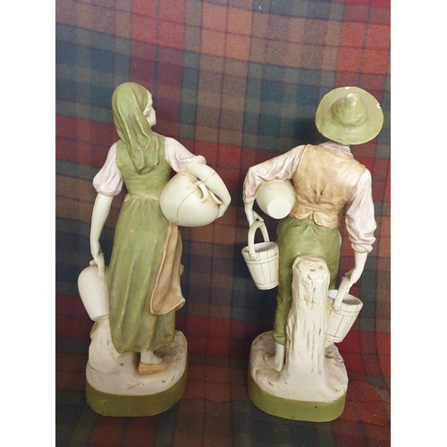 97 - A Pair Of Royal Dux Large Figures a/f Standing (41cm in height)