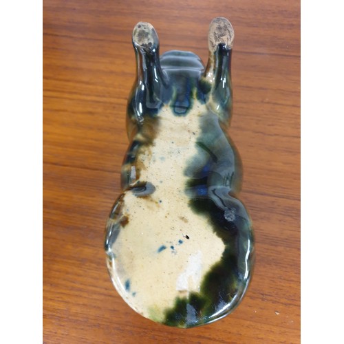 103 - Possible Scottish Pottery Majolica Style Pig Bank No Visible Markings (Ear Re Glued Long Time Ago)