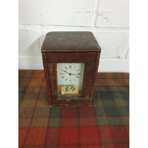 89 - Lovely Little Solid Brass Carridge Clock Page Keen And Page Plymouth No Key But Winds And Ticks Well... 