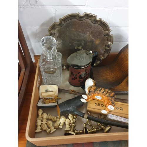 122 - Large Tray Of Collectables To Include Clock, Shaleyley, Edinburgh Crystal Etc