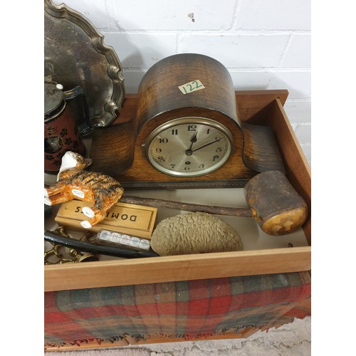 122 - Large Tray Of Collectables To Include Clock, Shaleyley, Edinburgh Crystal Etc