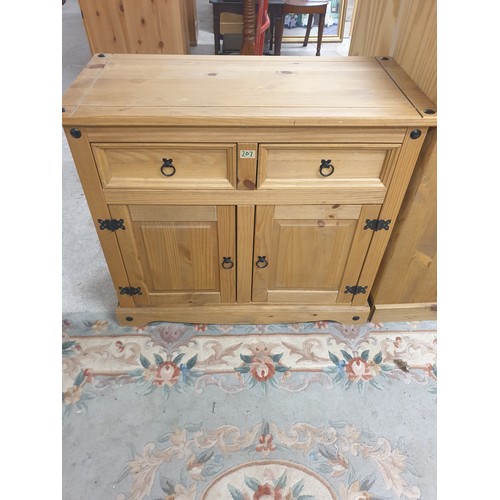 207 - Pitch Pine 2 Drawer 2 Door Cabinet