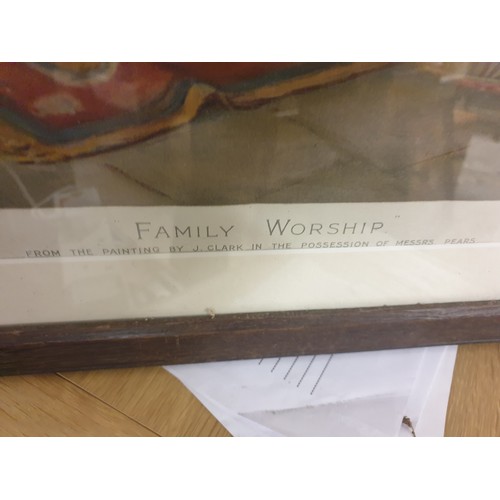 194 - Vintage Pears Family Worship Print Framed