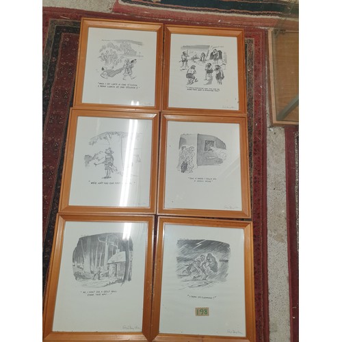 198 - 6 Comical Golfing Prints By George Houghton All Signed