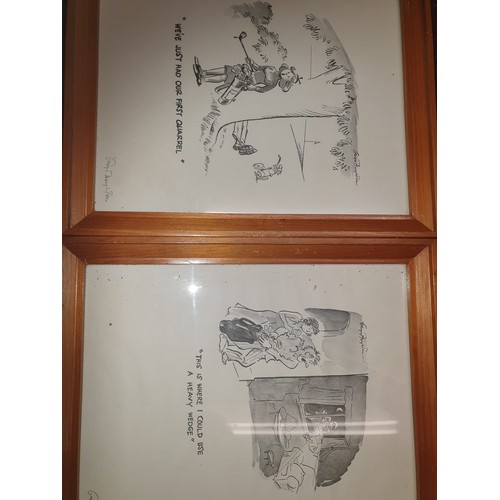 198 - 6 Comical Golfing Prints By George Houghton All Signed