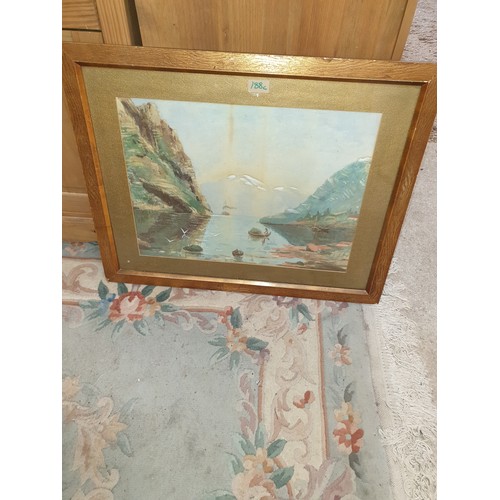 188C - Early 1900s Painting Loch And Mountain Scene