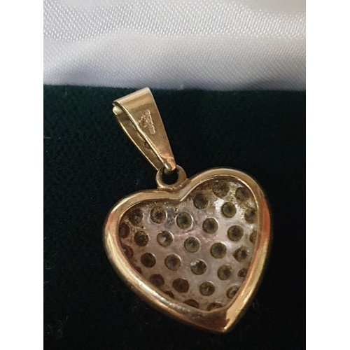 2 - 9ct Gold Jewel Encrusted Love Heart Pendant 4.2g