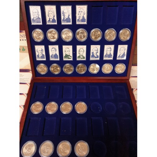 46 - US Presidents Coin Collection Coins And Stamps In Presentation Drawers Incomplete With Some Certific... 