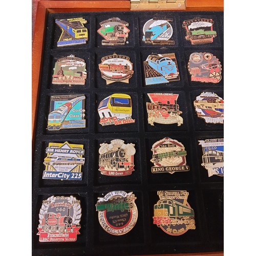 49 - Collection Of Steam Train And 1950s to80s Train  EnamelBadge Collec tion In Collectors Cabinet